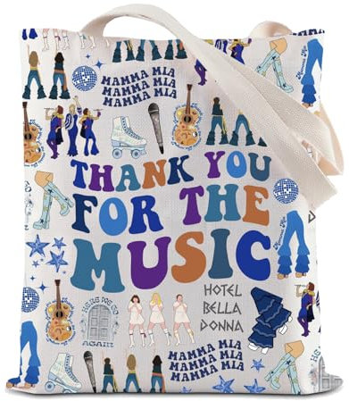 BAUNA Dancing Queen Tragetasche mit Aufschrift Thank You For The Music, wiederverwendbar, für Mamma-Fans, The Music Tote, 32*37CM