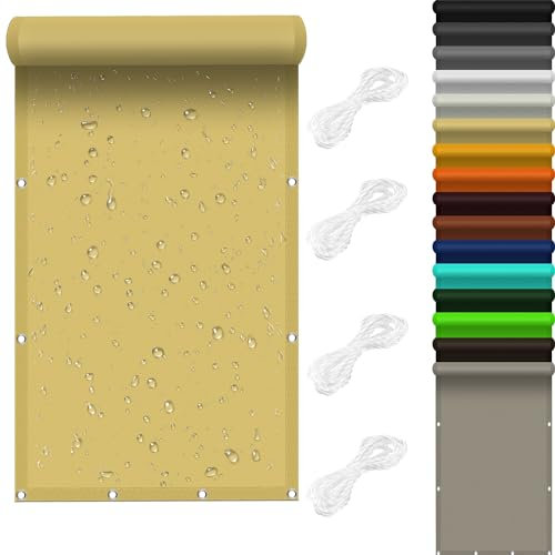 Toldo Impermeable Exterior 3.5 x 4.5 m 98% UV Protection Toldo Parasol Rectangular Poliéster para Exterior,Terraza, Patio, Color Crema