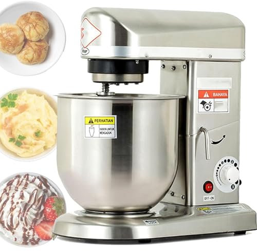 DPQYJPP Batteur sur Socle Commercial, Batteur électrique, 500W 3 Vitesses avec mélangeur électrique de Cuisine à Impulsion, mélangeur à gâteau à tête inclinable, Crochet pétrisseur,5L