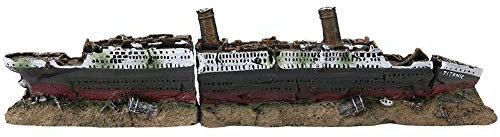 Kikumi Titanic Tauchmodell Titanic Aquarium 24×10×9 Titanic Verlorenes Zerstörtes Boot Schiff Aquarium Dekoration Ornament Wrack Ornamente Titanic Aquarium Ornament Titanic Aquarium