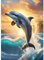 DPHERO DIY Delphin Diamant Painting Bilder für Erwachsene Anfänger,5D Ozean Diamond Painting Set,DIY Sonnenuntergang Runde Steine Diamant Kunst Kits, Diamant Painting für Zuhause Dekor 30x40 cm