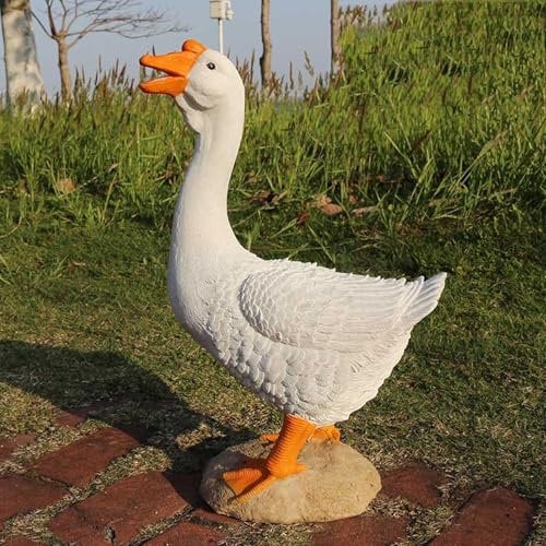 Pevfeciy Decorazione da giardino per esterni, simulazione resistente alle intemperie, grande scultura in oca bianca, figura da giardino, decorazione per stagno, per uso esterno,29x16x41cm