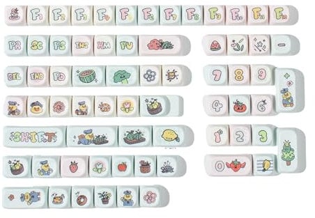 134 Pcs Colorful Key Caps Fruit Duck Cartoon Keycaps Dye Sublimation for Mechanical Keyboard