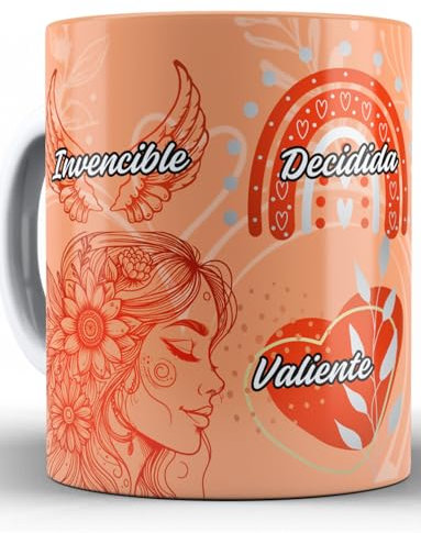 Tazas Motivación Mujer Minimalista Palabras Inspiradoras Frases Motivadoras Autoestima Regalo Ideal Cerámica Original Té Café Especial Amigas Salud Mental Cumpleaños Decoración Inspiración (NARANJA)