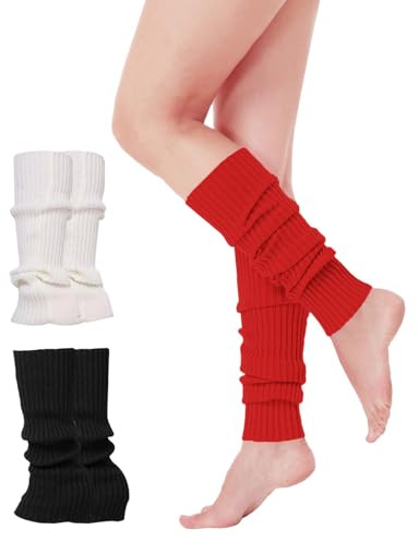 MYGLOAR 3 Paar Wollstrick-Langstulpen für Damen und Mädchen, Knöchelstulpen, Stulpen für Damen, Beinstulpen, Beinstulpen für Mädchen, warme weiße Arme, Ballett-Baumwollbeine