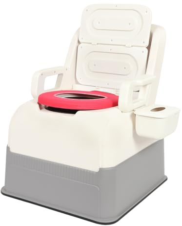 Toilettenstuhl für Senioren,Weicher Sitz und Rückenlehne,WC-Stuhl Nachtstuhl 100kg/220.46lbs Stuhl für Toilette