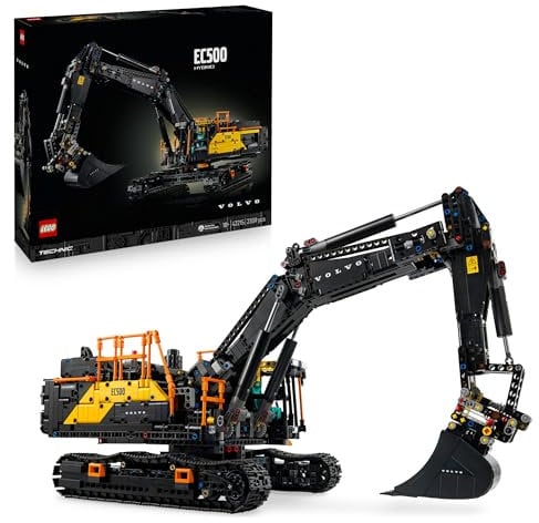 LEGO Technic Pelleteuse Volvo EC500 Hybride - Maquette pour Adulte de Véhicule de Construction Motorisé - Bras Articulé & Chenilles Mobiles - Marteau & Pelle - Cadeau Original 42215