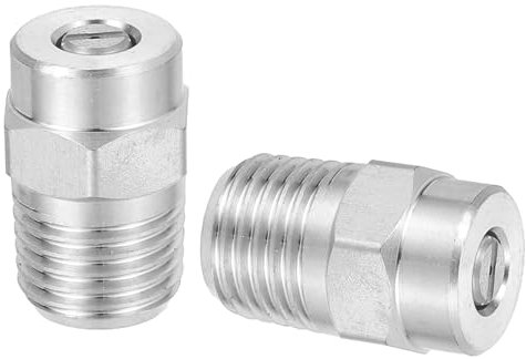 sourcing map 2Pcs Pressure Washer Nozzle, Stainless Steel Thread Nozzles Tips for Sprayer, Universal Replacement for Undercarriage Cleaner Water Broom, 1/4 Inch NPT Male, 25 Degree 035 Orifice