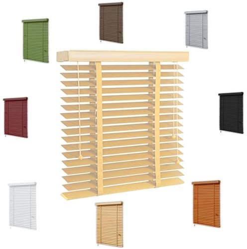 33-160cm Natürliche Massivholz Jalousien Wand- und Deckenmontage Wärmedämmungsvorhänge Blickschutz Jalousette Für Fenster Tür innen holzjalousien Rollo(Natürlich)