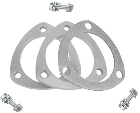 Krtopo 3 Pulgadas Kit de Conexión de Brida de Escape 76mm - 2 Bridas Junta Tornillos Inoxidables Universal para Tubo de Escape Silenciador Turbo Intercooler - Resistente a Corrosión