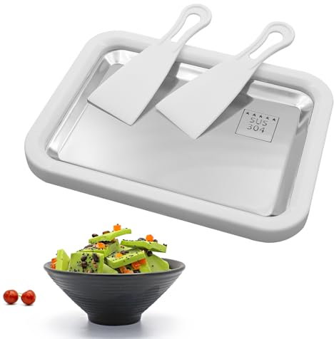 MIPIACE Máquina para Hacer Rollos de Helado Ice Cream Rolls Maker Machine con 2 Espátulas Maquina de Hacer Helados Acero Inoxidable Plancha para Helados para Yogur Helado Gelato Sorbete