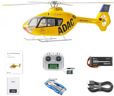 Engineerkiter EC135 RC Helicopter Model with H1 Flight Controller & GPS Positioning, 2.4G 6CH 4 Detachable Propellers FLYWING Remote Control Helicopter Aircraft for Adult Outdoor