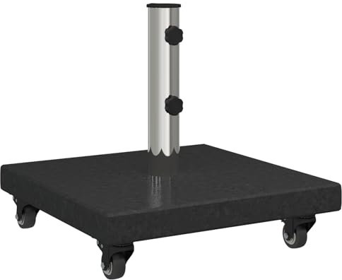 vidaXL Base per ombrellone con Ruote per Pali Ø38/48mm in Granito Nero 30 kg Quadrata
