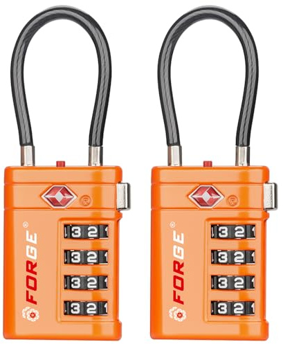 Forge Cadenas à bagages approuvés par la TSA – Cadenas de voyage TSA à combinaison à 4 chiffres avec TSA008, indicateur d'alerte ouvert, corps en alliage de zinc pour bagages, valise, sac à dos, etc