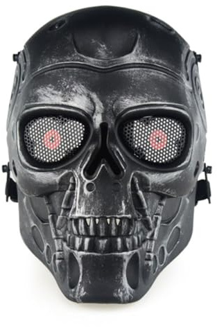 Quibuilds Punk Handcrafted Full-Face Thriller Mask, Terminator Role-Play Costume Prop, Ideal for Halloween Cosplay Party and Anime Shows (Silver Grey)