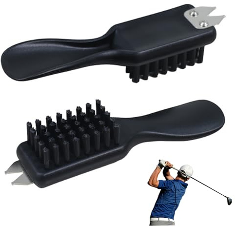 Lot de 2 brosses à Bottes, dissolvant de Boue, nettoyant pour Chaussures Golf, Brosse à Chaussures Poils rigides avec clé Pointe pour rainure Club Golf, randonnée, Bottes d