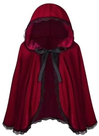 Generisch Red Riding Hood Cape Women's with Hood, Fairytale Red Cape for Christmas, Advent, Carnival, Halloween & Festive Costume Parties - Classic Little Red Riding Hood Costume