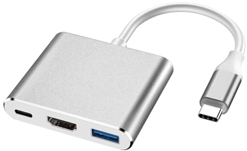GSGFUIS Adaptateur USB C vers HDM1 3 en 1, USB 3.0 type C vers HDM1 4K multiport AV convertisseur, adaptateur HUB HDM1 type C pour S8+/S9+/projecteur/moniteur