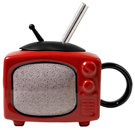 Retro TV Taza de Cerámica - Creativa Personalizada Mini Taza En Forma de Televisor, Moderna Taza De Oficina Linda Para Café Y Leche, 450 ml