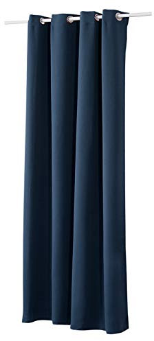 WOLTU 1 pièce Rideau occultant à œillets pour fenêtre Porte Thermique Isolant,135x225cm,Bleu Foncé