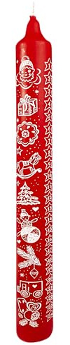 Adventskalenderkerze rot Motiv „Weihnachten Ø 30 x H 300 '24 Tage Kerze'