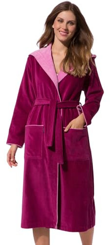Morgenstern Bademantel für Damen aus Baumwolle mit Kapuze in Fuchsia Baumwoll Bademantel wadenlang Frottee Mantel Cotton Größe L Leonie