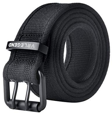 VRLEGEND Gürtel Herren Canvas Gürtel 120-180cm Jeans Gürtel Stoffgürtel Outdoor Casual Gürtel Militär Leinwand Stoff Gürtel Jeansgürtel Belts (110cm, Schwarz)