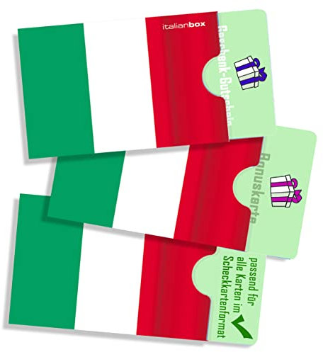 Italien-cardbox /// Motiv: Italien Flagge/Italienische Fahne /// 3er Set /// Kartenhüllen für ec-Karten, Kreditkarten, Geschenkkarten, Clubkarten im Scheckkartenformat UVM.