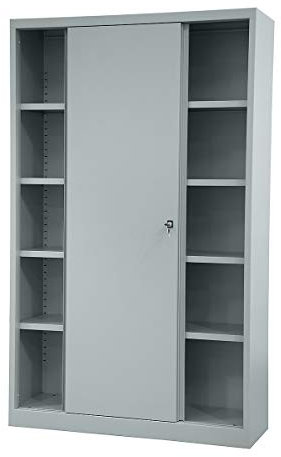 Bisley LIGHT Schiebetürenschrank ECO, 5 Ordnerhöhen, Silber