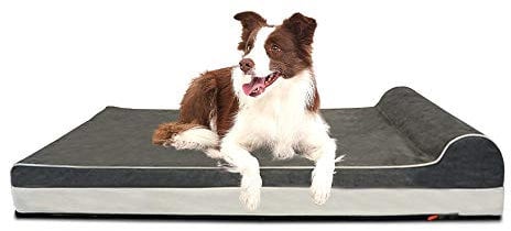 Laifug Orthopädisches Hundebett aus Memory-Schaum, extra groß, mit Kissen und strapazierfähigem, wasserabweisendem Innenfutter, abnehmbarem, waschbarem Bezug, intelligentes Design，L（46x28x8） Grau