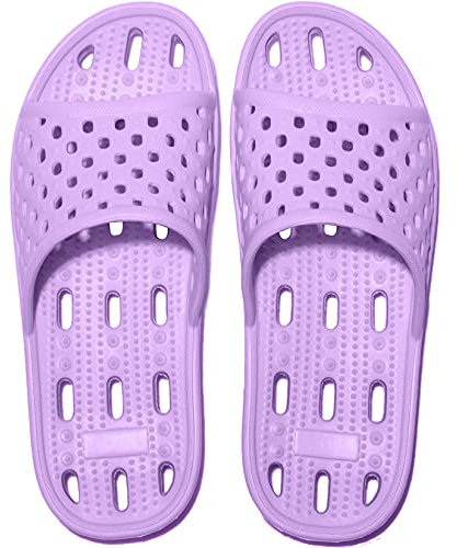 Ranberone Femmes Chaussons de Douche Antidérapantes Légères à Séchage Rapide Claquettes de Piscine de Plage Confortables Sandales d'intérieur pour Unisexe Violet 42 EU