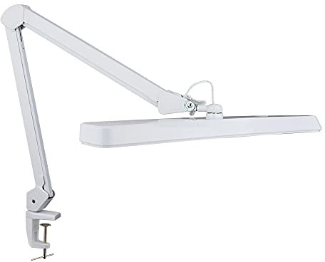 Neatfi (Neues Modell) XL LED-Tischlampe, 2.500 Lumen, 6500K, 30W, 162 SMD-LEDs, 56 cm breit, dimmbar, professionelle Arbeitsleuchte (Nicht-CCT mit Klemme, Weiß)