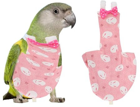 Cikonielf Vogel Windel Papagei Stoffwindeln waschbar atmungsaktiv Papageien Windeln Vogel Fliegende Kostüm für Vögel Wellensittich Nymphensittiche(M -Rosa)