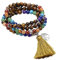 GEHECRST Schmuck 108 Perlen Edelstein Mala Kette Mala Armband 7 Chakra Edelstein Buddha Buddhistische Tibetische Gebetskette Healing Reiki Yoga Kette Halskette mit lebensbaum Anhänger