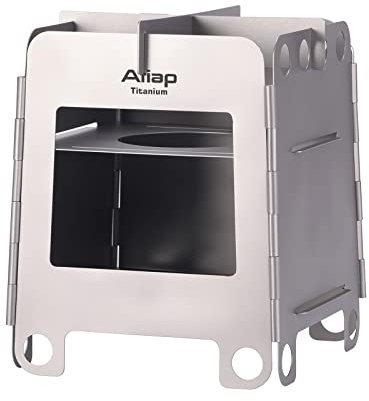 ATiAP Réchaud à bois pliable en titane pour camping, pique-nique, barbecue, WS007ST