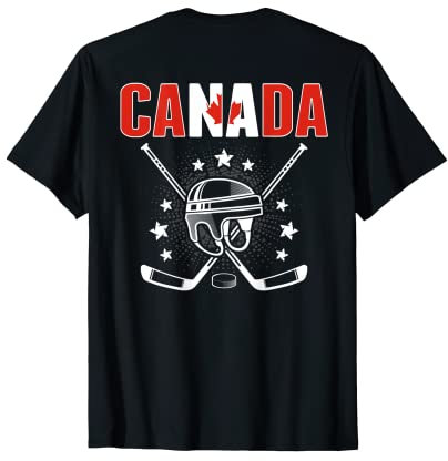 Canada Ice Hockey Fans Jersey Kanadische Flagge Hockeyschläger T-Shirt