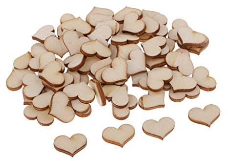 HYCYYFC Schmuckherstellung 100 Stück Herzformen Holzscheiben Baumscheibe Holz Birkenscheibe Holzscheibe