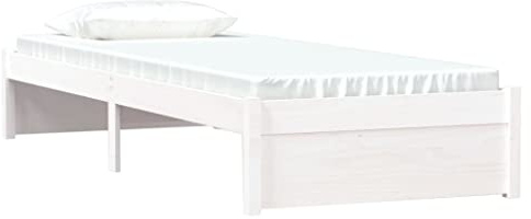 vidaXL Small Single Bed Frame in White Solid Wood - Modern Design, Space Saving, Easy Assembly, Sturdy Plywood Slats, Suitable for 75x190 cm Mattress