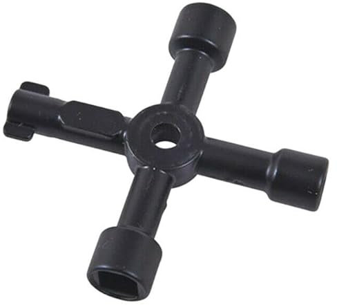 Mr. Gadget's Solutions Llave de fontanería de 4 vías, llave de utilidad multifuncional, llave de radiador, llave de grifo, desbloquea cajas de medidor eléctrico, gas y agua