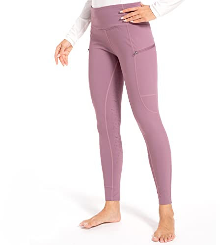 Harrison Howard Women's Full Seat Silicon Grip Equestrian Breeches Horse Riding Tights High Waisted Leggings for Women, Plum, M