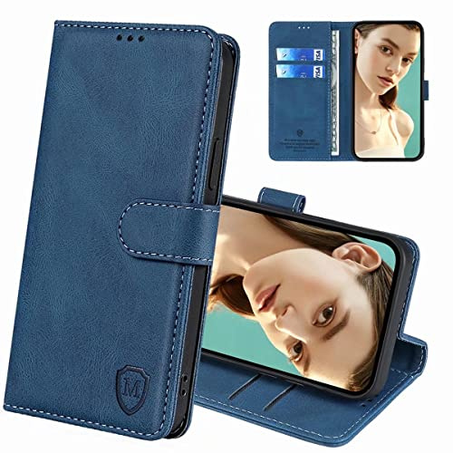 FMPCUON Handyhülle für Xiaomi 12T/Xiaomi 12T Pro Lederhülle | Faltbare Ständer Handytasche Kartenfach Standfunktion hülle Flip Case Magnet Kartenfach,Blau
