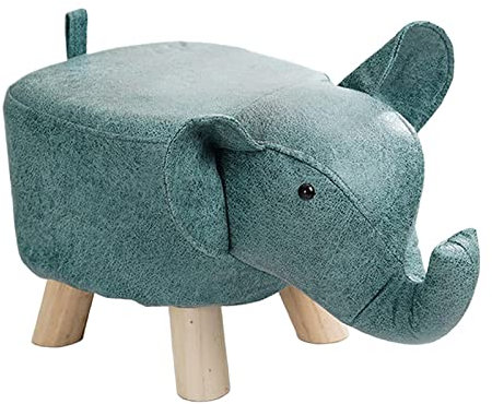 perfk Tabouret Ottoman, Tabouret en Bois pour Enfants, Chaussures en Bois Portables à Langer, Repose-Pieds en Forme d'éléphant pour Chambres d'hôtes, Salons, Bleu