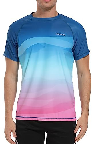 VAYAGER Herren-Badeshirts Rash Guard UPF 50+ Kurzarm, schnell trocknend, lockere Passform, Wassersurf-Shirt