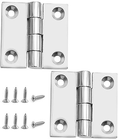 2PCS Boat Hinges with Screws, 2'' x 2'' (50mm X 50 mm) Heavy Duty 316 Stainless Steel, No Noise, Marine Grade