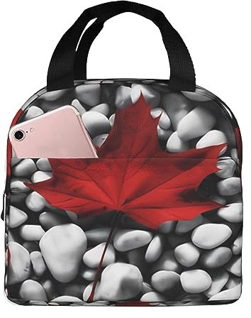 WiNwon Kanada-Flaggen-Tapeten, Lunchtasche für Damen und Herren, isolierte Kühltasche, wiederverwendbare Lunchbox, auslaufsicher, Lunch-Organizer, tragbare Lunch-Tasche für Arbeit, Reisen, Outdoor