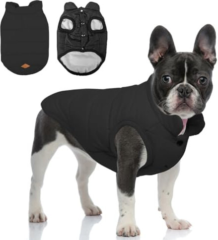 meioro Winter Hundemantel Warme Hundejacke, Kaltes Wetter Haustier Kleidung Winddichte Welpenmäntel, Hund Fleeceweste Weiches Sweatshirt für Kleine Mittlere Hundepullover Outfit (Schwarz,L)