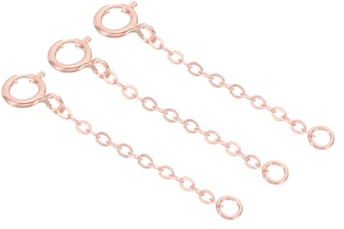 PATIKIL 1 Inch S925 Silver Necklace Extender, 3 Pack Gold Plated Chain Extenders Extension for Necklaces Bracelet Jewelry Making, Rose Red