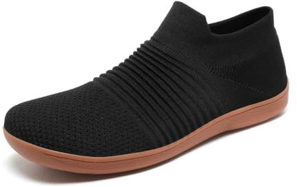 HUSKSWARE Chaussures Pieds Nus Chaussures Pieds Larges Large Chaussures à Bout Large Semelle sans dénivelé Femmes Hommes Chaussures de Course minimalistes Fitness Trail Antidérapantes Baskets Noir 41