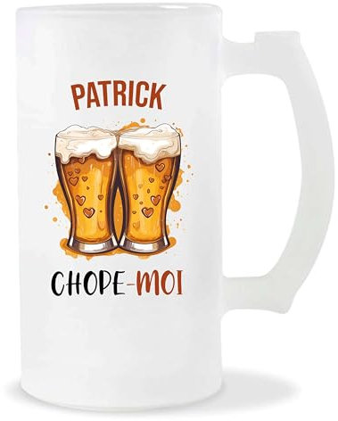 Planetee Chope de bière Patrick Chope-moi | Pinte Couple Saint Valentin Anniversaire Cadeau Romantique