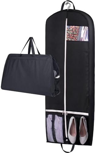 MISSLO Porte-costumes pour homme et femme - Sac de voyage à suspendre pour robe longue - Housse de vêtements avec 2 poches - Noir, Noir , 152,4 cm
